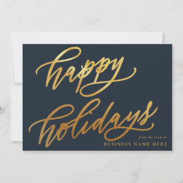 Cartão De Festividades Feliz Natal Moderno, Elegante, Dourado Script Busi