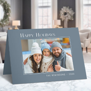 Cartão De Festividades Feliz Natal Moderno Elegante Simples Azul