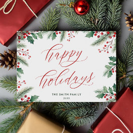 Cartão De Festividades Feliz Natal Moderno Floral Botânico Não Foto