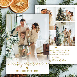Cartão De Festividades Feliz Natal Moderno Minimalista Script Dourado 5 F