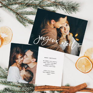 Cartão De Festividades Feliz Natal   Moderno Natal com Duas Fotos em Fran