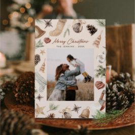 Cartão De Festividades Feliz Natal Moderno Watercolor Uma Foto
