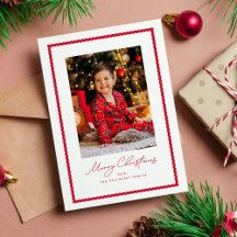 Feliz Natal moldura de foto vermelha simples ondul