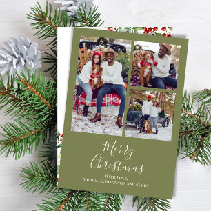 Cartão De Festividades Feliz Natal Multi Foto Botânica Azevinho Vermelho