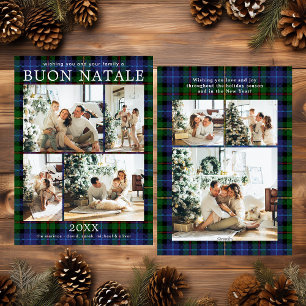 Cartão De Festividades Feliz Natal Multi Photo Green Plaid