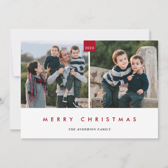 Cartão De Festividades Feliz Natal | Na moda mínimo 2 fotos (Frente)