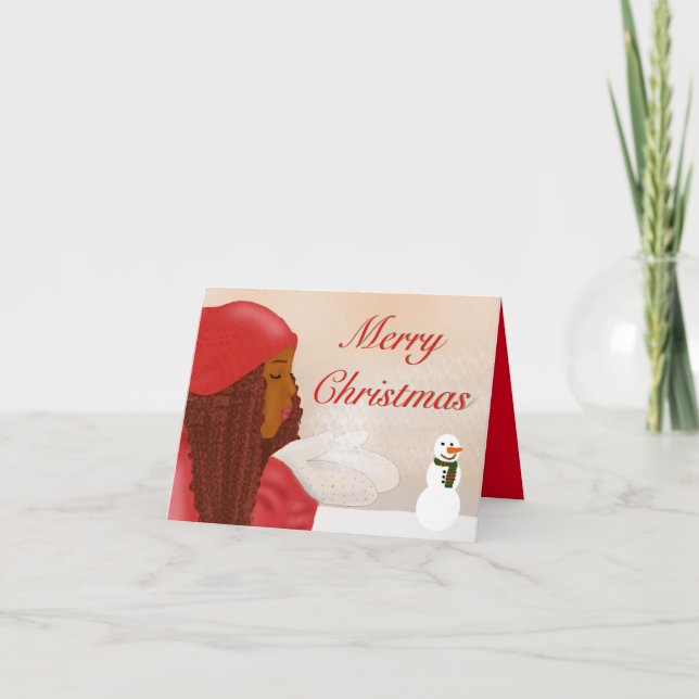 Cartão De Festividades Feliz Natal na Neve (Personalizar Saudação) (Frente)