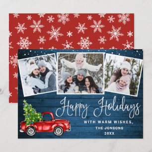 Cartão De Festividades Feliz Natal Natal Caminhão Vermelho Fazenda 3 Fot