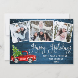 Cartão De Festividades Feliz Natal Natal Caminhão Vermelho Fazenda 3 Foto