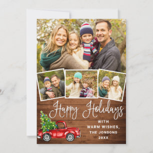 Cartão De Festividades Feliz Natal Natal Caminhão Vermelho Fazenda 4 Fot