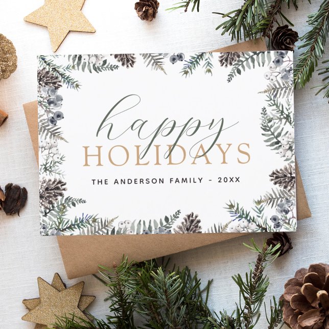 Cartão De Festividades Feliz Natal Natal Dusty Blue Greenerid (Criador carregado)