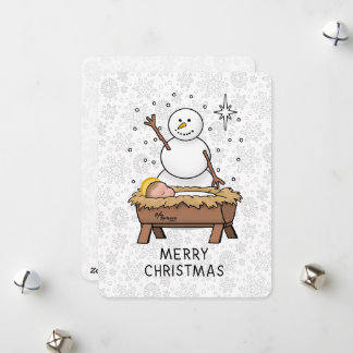 Cartão De Festividades Feliz Natal Natividade Bebê Jesus Snowman