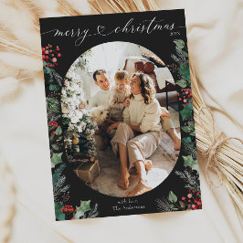 Cartão De Festividades Feliz Natal Negro e Vermelho