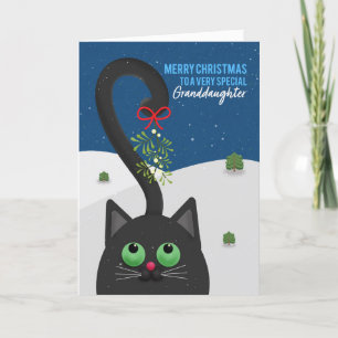 Cartão De Festividades Feliz Natal Neta Gata Com Visco