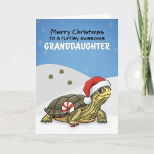Cartão De Festividades Feliz Natal Netinha Tartaruga com Chapéu de Papai