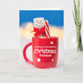 Cartão De Festividades Feliz Natal Neto Doce Homem de Neve de Marshmallow