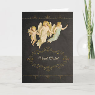 Cartão De Festividades Feliz Natal no esloveno, efeito do quadro