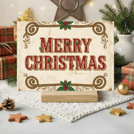 Cartão De Festividades Feliz Natal no estilo Western retrô