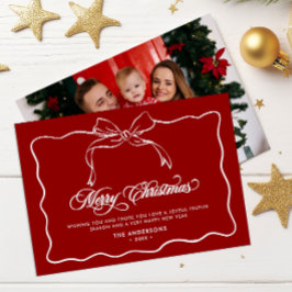 Cartão De Festividades Feliz Natal Nome da Família & Foto