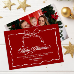 Cartão De Festividades Feliz Natal Nome da Família & Foto