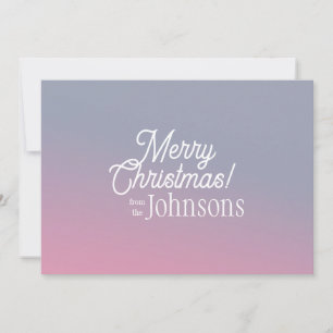 Cartão De Festividades Feliz Natal Nome da Família Ombre Lilac Rosa