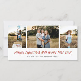 Cartão De Festividades Feliz Natal Novo Ano Moderno 3 Fotocolagem Ho