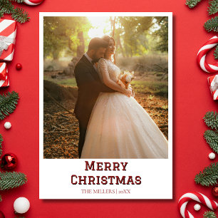 Cartão De Festividades Feliz Natal Novo Foto Profunda Texto de Borgonha