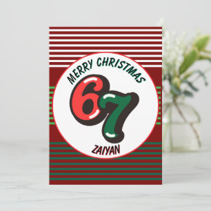 Cartão De Festividades Feliz Natal Números Vermelhos 6 e 7 Nome Personali