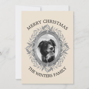 Cartão De Festividades Feliz Natal O Prata Feriado Deixa Foto De Férias