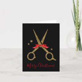 Cartão De Festividades Feliz Natal Ouro de SALON tesoura cabelos