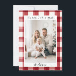 Cartão De Festividades Feliz Natal! Padrão simples, foto<br><div class="desc">Padrão de xadrez "Feliz Natal" específico do cliente,  cartão de feriado fotográfico. Moderno e simples para amantes de papel e digitais no impressão e download.</div>