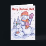 Cartão De Festividades Feliz Natal, pai<br><div class="desc">Estes boneco de neve e filho estão apreciando o tempo junto e fazem-no para que uma maneira bonito,  mas não demasiado mushy diga,  Feliz Natal,  pai. Texto de Customizeable. Preencha todos os desejos que você gostar no interior.</div>