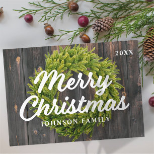 Cartão De Festividades Feliz Natal País Russo Pine Wreath Wood