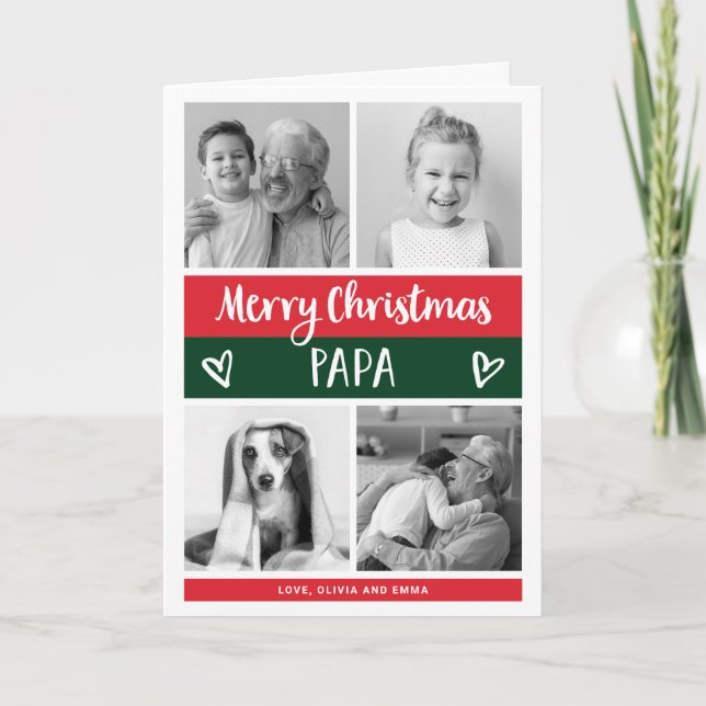 Cartão De Festividades Feliz Natal Papá | Grade de Fotografias de Bloquei (Frente)