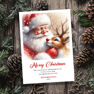 Cartão De Festividades Feliz Natal Papai Noel Arte Clássica Saudação de N