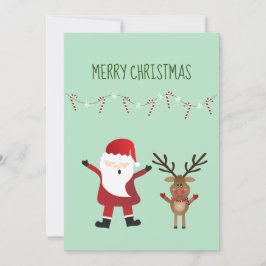 Cartão De Festividades Feliz Natal Papai Noel Bonito Rena