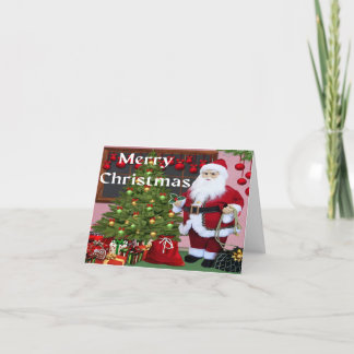 Cartão De Festividades Feliz Natal Papai Noel E Árvore De Natal     