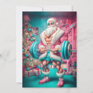 Cartão De Festividades Feliz Natal   Papai Noel Levanta Mais do que Prese