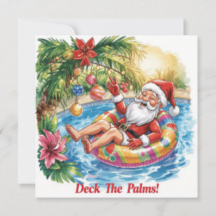 Cartão De Festividades Feliz Natal Papai Noel Tropical Festa de Verão na 