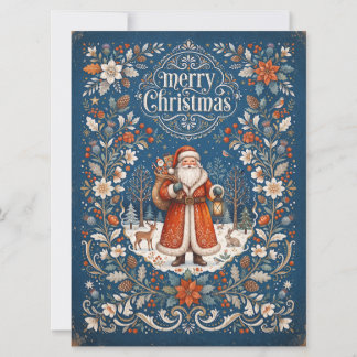 Cartão De Festividades Feliz Natal Papai Noel Vintage