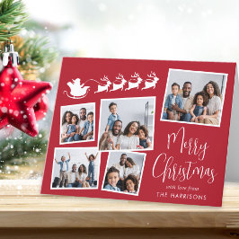 Cartão De Festividades Feliz Natal Papais noeis de Colagem de Fotos Sleig