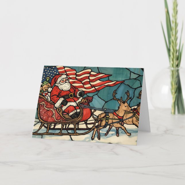 Cartão De Festividades Feliz Natal Papais noeis Patrióticos Veteranos (Frente)