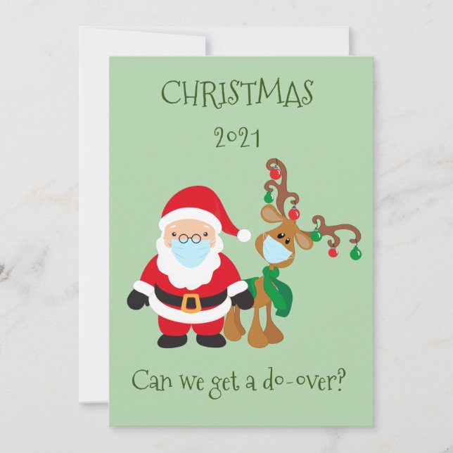 Cartão De Festividades Feliz Natal - Papais noeis Reindeer Face Máscara 2 (Frente)