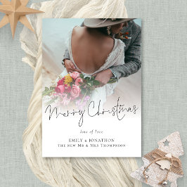 Cartão De Festividades Feliz Natal para a camada de fotos dos recém-casad
