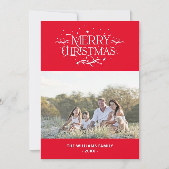 Cartão De Festividades Feliz Natal para a família de fotos personalizada  (Frente)
