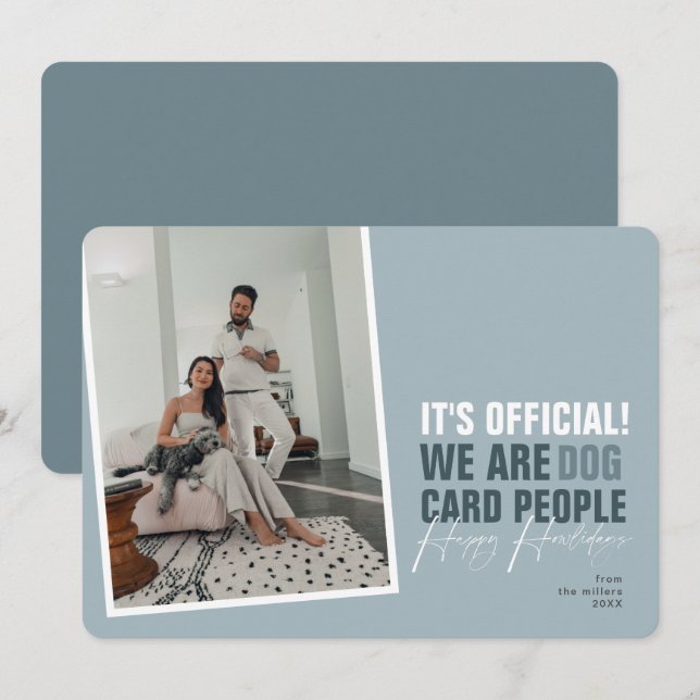 Cartão De Festividades Feliz Natal para Cachorro Azul Feliz Feriados (Frente/Verso)