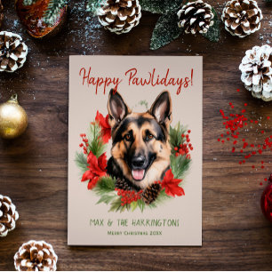 Cartão De Festividades Feliz Natal para Cachorros german shepherd