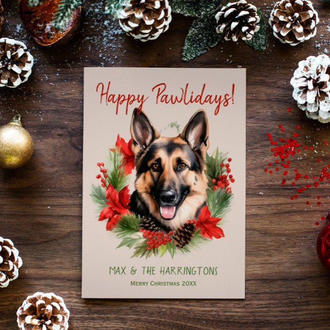 Cartão De Festividades Feliz Natal para Cachorros german shepherd (Criador carregado)