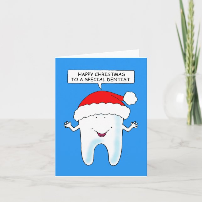 Cartão De Festividades Feliz Natal para Dentista Falando Dente (Frente)