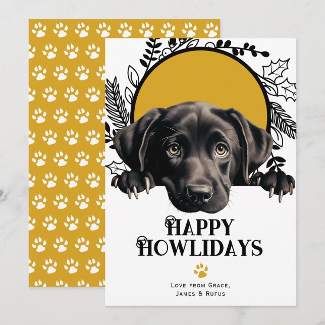 Cartão De Festividades Feliz Natal para Labrador Retriever (Frente/Verso)